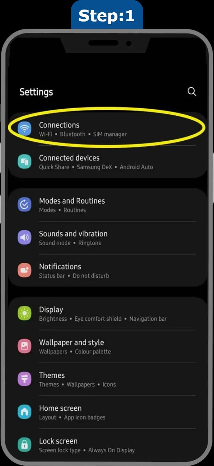 Android settings screen